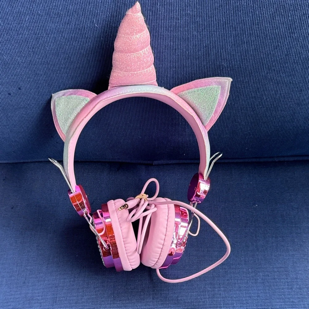 Sparkly Pink Unicorn Kids Headphones
